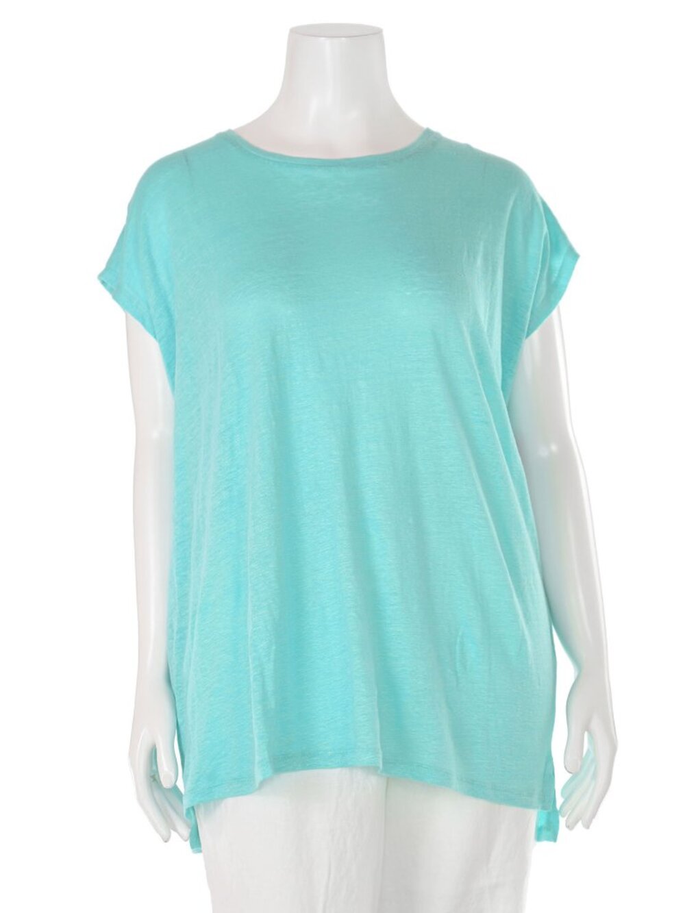 Eileen Fisher Turquoise 100% Organic Linen Long Knit Top Women's sz L